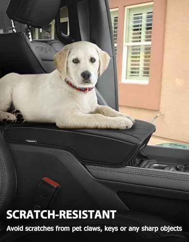 Center Console Cover for 2019-2026 Dodge RAM 1500 2500 3500 Accessories, PU Leather Middle Console Cover Pad, Floor Console Bucket Seat Only, Anti-Scratch, Black - color: Black Cushion