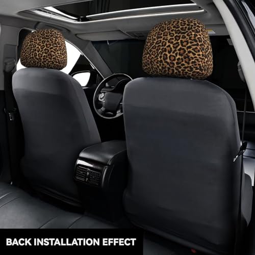 2pcs Car Headrest Covers for Truck SUV Van Brown Leopard Print Head Rest Wrap Protection Classical Universal Seat Head Rest Protector for Men Women - color: Leopard in Brown