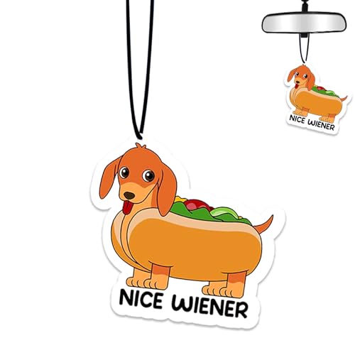 Dachshund Dog Air Freshener Hanging for Car Scented Ornaments Mirror Cute Car Fresheners Dogs Car Accessories Auto Interior Decor Scent Home Bathroom Closet Wiener Dog Gifts for Women Men - color: Dog-NICE WIENER