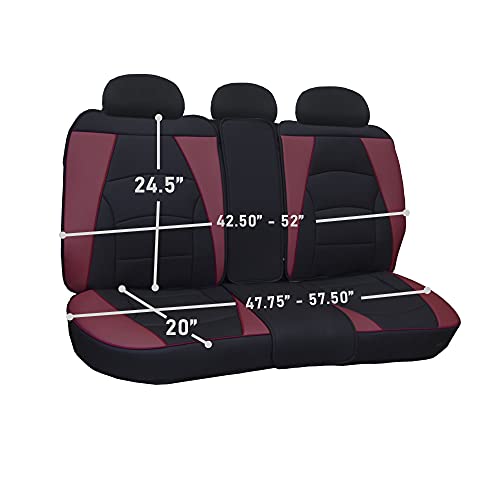 FH Group Ultra Comfort Highest Grade Faux Leather Full Set Cushion Pads Car Seat Covers for Front and Rear– Universal Fit for Cars Trucks & SUVs (Burgundy/Black) - color: Burgundy, style: Full Set