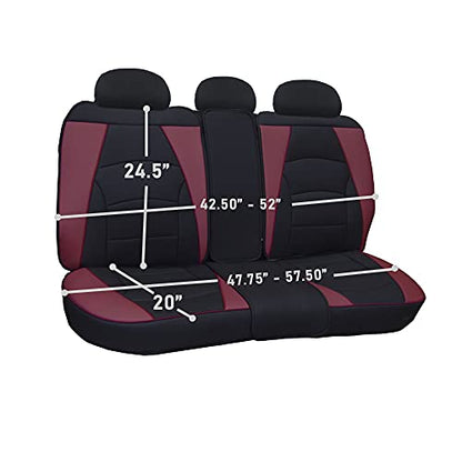 FH Group Ultra Comfort Highest Grade Faux Leather Full Set Cushion Pads Car Seat Covers for Front and Rear– Universal Fit for Cars Trucks & SUVs (Burgundy/Black) - color: Burgundy, style: Full Set