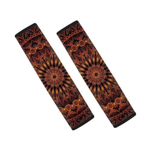 Orange Mandala Car Seat Belt Cover Seatbelt Pads,All Season Universal Trendy Shoulder Strap Pads Padding for Vehicle/Backpack,Set of 2 - color: Orange Mandala