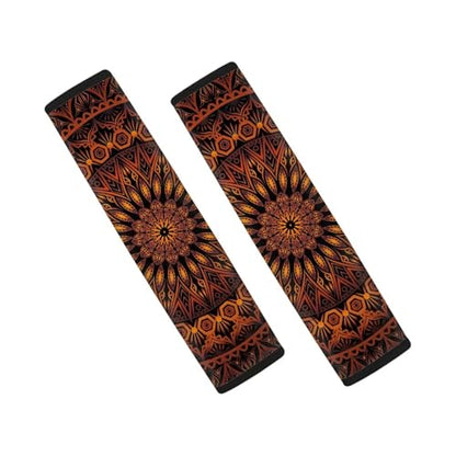 Orange Mandala Car Seat Belt Cover Seatbelt Pads,All Season Universal Trendy Shoulder Strap Pads Padding for Vehicle/Backpack,Set of 2 - color: Orange Mandala