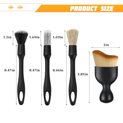 5PCS Car Detailing Brush Kit, Ultra Soft Boars Vehicle Detailing Duster Brush Set for Exterior Interior, Multi-Use Automotive Interior Dusting Cleaning Kit, Universal for Vehicles - size: 5 PCS