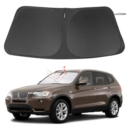 Windshield Sun Shade Custom Fit for 2011 2012 2013 2014 2015 2016 2017 BMW X3 Accessories Foldable Sunshade Sun Blocker Protect Car from Sun Rays & Heat Damage Keep Car Cooler - size: Fit BMW X3 2011-2017