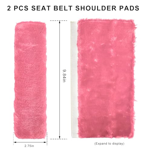 Sun Walker 2PCS Seat Belt Shoulder Pads, Fluffy Soft Plush Auto Seat Belt Pads for Protecting Your Neck & Shoulder, Comfortable Seatbelt Cover Warm Protective Cushion for Most Cars (Pink) - color: Pink