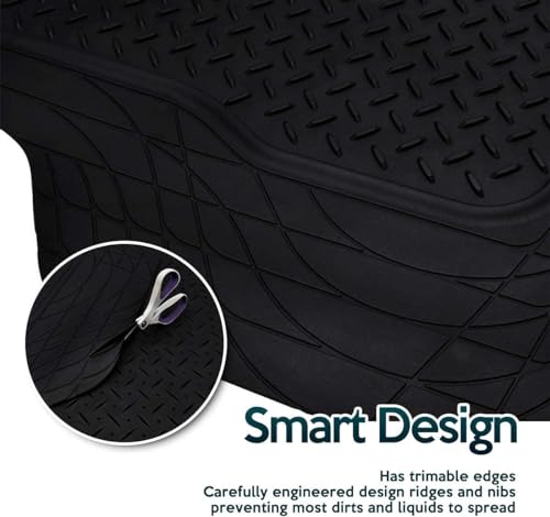 ZONETECH All Weather Rubber Semi Pattern Cargo Liner Trunk Floor Mat – Premium Quality Black Heavy Duty Cargo Trunk Floor Mat (2 Pack) - size: 2 PACK