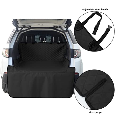SUV Cargo Liner for Dog Heavy Duty Polyester Pet Trunk Cargo Cover Dog Car Seat Cover Mat Non-Slip Backing & Adjustbale Strong Buckle Universal Fit (Black) - color: Black