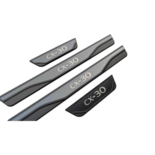 Car Door sill Scuff Protector for Mazda CX-30 CX30 2020-2024 Accessories, Parts Door Sill Cover Scuff Plate Strip Guard Protection（Carbon Fiber Texture）