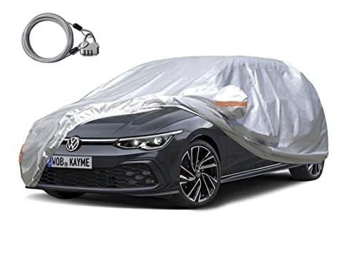 Kayme Hatchback Car Cover for Automobiles All Weather Waterproof, Outdoor Cover Sun Rain Protection, with Lock and Zipper Door, Universal Fit Ford Focus, VW Golf, Mazda 3 Hatchback (Up to 177 Inch) H7 - color: Silver, size: H7 Fit Hatchback, Length (Up to