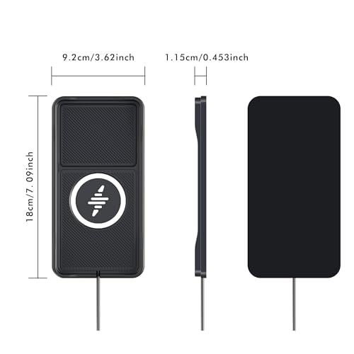 Car Wireless Charger Pad, 15W Fast Non-Slip Wireless Charging Pad for Car with 20W Car Adapter, Compatible with iPhone 17 16 15 14 13 12 Pro Max AirPods,100CM Cable - color: Black---100cm Cable