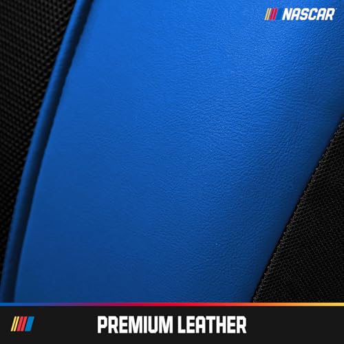 NASCAR Car Seat Covers, Blue Leather and Mesh Seat Covers, Universal Fit Front Seat Covers for Cars with Airbag-Compatible Design, Durable Racing-Inspired Car Interior for Cars, Trucks & SUVs - color: Blue