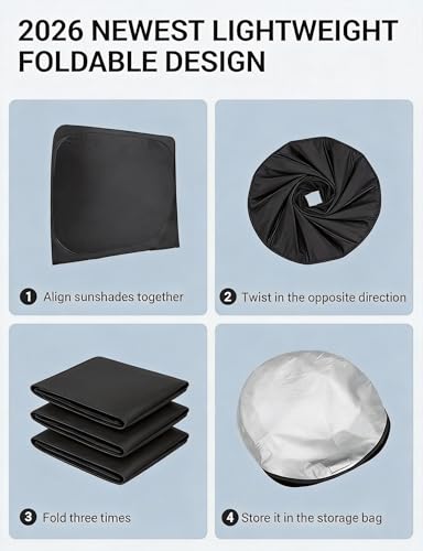 Proadsy Windshield Sunshade Custom for Rivian R1T 2022-2025 2026 Block Sun & UV Foldable 4-Layer Front Window Car Shade Protector Prime Accessories - size: Rivian R1T 2022-2026