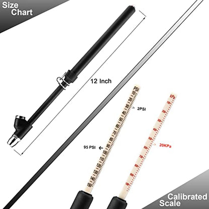 CZC AUTO Tire Pressure Gauge Heavy Duty Air Pressure Tire Gauge, Straight-on Foot Dual Head Chucks, Black Painting, 10-150PSI 100-1000KPa for Semi Truck Car RV Van（1 Pack） - style: 1 Pack