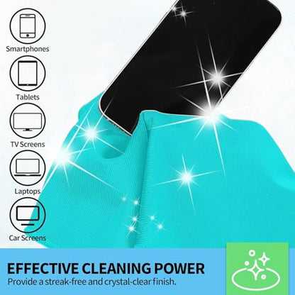 Microfiber Cleaning Cloth - 6 Pack Glasses Cleaning Cloth, 16" x 14" Window Cleaning Rags, Streak Free Lint Free Polishing Cloths Wipes for Eye Glass, Stainless Steel, Windshield, Turquoise - color: Turquoise, size: 6 Pk-16" X 14"
