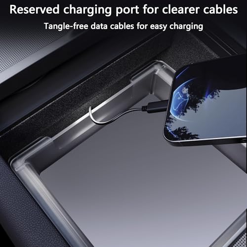 2PC Center Console Organizer Tray for Tesla Model Y Juniper 2025 2026 Flocked Armrest Drawer Storage Box Interior Accessories - size: 2PC Center Console Organizer