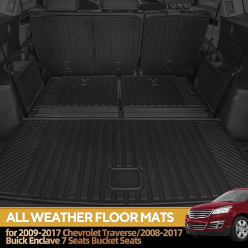 Naibeve Trunk Mats for 2009-2017 Chevrolet Traverse/2008-2017 Buick Enclave 7 Seats Bucket Seat-All Weather Fit for Traverse Trunk Mat 2nd & 3rd Row Backrest Mats Waterproof Accessories - size: 14)Traverse 7-Seater|2009-2017