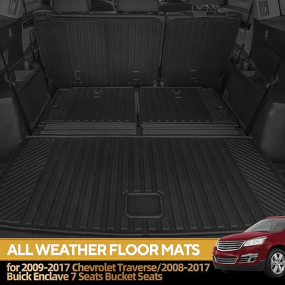 Naibeve Trunk Mats for 2009-2017 Chevrolet Traverse/2008-2017 Buick Enclave 7 Seats Bucket Seat-All Weather Fit for Traverse Trunk Mat 2nd & 3rd Row Backrest Mats Waterproof Accessories - size: 14)Traverse 7-Seater|2009-2017
