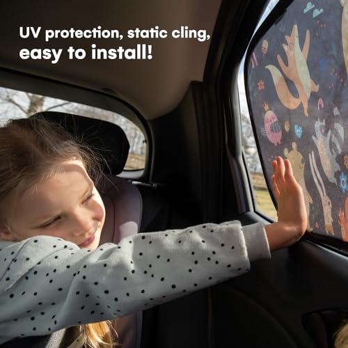 Enovoe 2 Pack Animals Cartoon Car Window Sun Shades for Kids - 21x14 Inches - Baby Sun Shades - Glare and UV Rays Protection Car Window Shades, Suitable for SUVs, Minivans and Full Size Cars - size: 21x14"