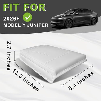 BestEvMod Thickened Center Console Armrest Pad Cover Compatible with Tesla Model Y Juniper 2026 2025 Extra Soft Microfiber Vegan Leather Protector Seat Armrest Cover OEM Style (White) - color: White-Thickened, size: Juniper
