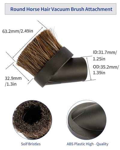 For Shark Vacuum Attachments, Round Horse Hair Vacuum Brush Attachment For Shark Vacuum Brush Attachment With 1-1/4” To 1-3/8” Adapter, For Dusting Car Seats & Upholstery, 3 Pack - style: Round Dust Brush-3PCS