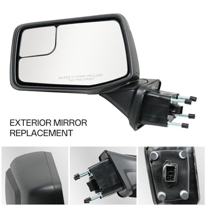 Driver Left Side Door Mirror for 2019-2024 Chevy Silverado 1500, with Heated Power Glass Manual Folding Convex Blind Spot Glass, Replace#GM1320583(5 Pins） - size: Left