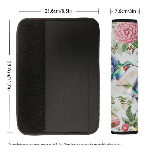 UNICEU Spring Flower Hummingbird Car Seat Belt Pads Cover, Neoprene Soft Car Seatbelt Shoulder Strap Covers Harness Pad for Car/Bag, 2 Packs - color: Floral Hummingbird