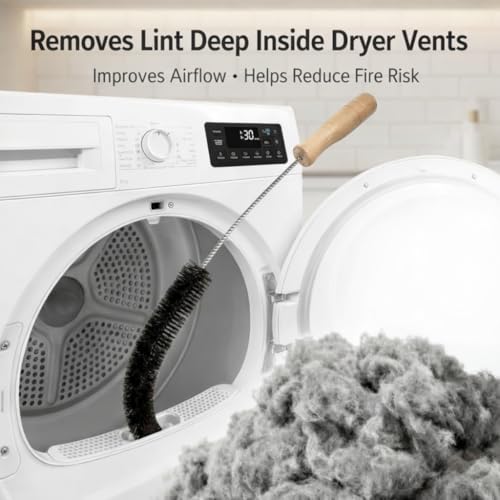 Dryer Vent Cleaner Kit – Flexible Lint Brush for Household Cleaning, Long Refrigerator Coil Brush, Dust & Pet Hair Remover (1-Pack) - size: 1 pack