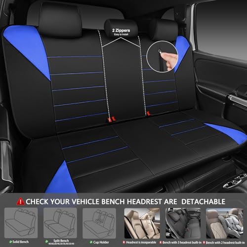 CAR PASS Neoprene Wetsuit Seat Covers, Waterproof Car Seat Covers Full Sets with 5mm Composite EVA, Universal Fit for Car Sedan, SUV Trucks Anti Slip with Airbag Compatible(Black Blue - color: Blue full sets