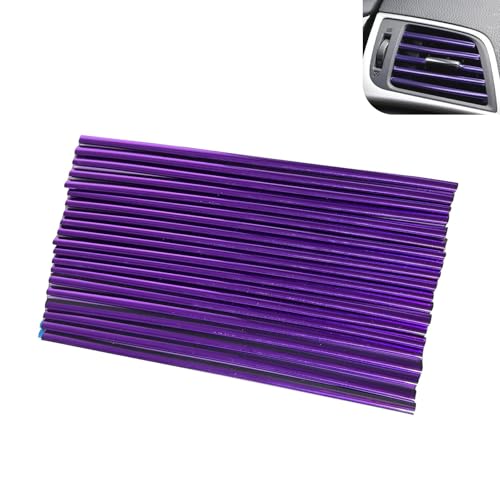 20 PCS Car Vent Outlet Trim, 7.8" Cuttable Reflective Straight AC Decoration, Waterproof Flexible Protective Strip, Universal Car Vent Accessories for Most Cars (Purple) - color: Purple