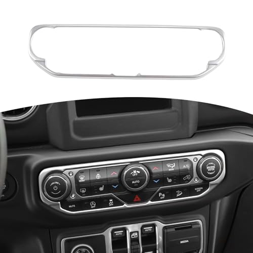 RT-TCZ for Wrangler JL Center Dash AC Switch Cover Trim Frame Silver for Jeep Wrangler JL JLU Gladiator JT 2018-2023 Silver Interior Accessories - color: silver
