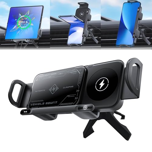2024 High Intelligent Mobile Phone/Pad Holder, 2 in 1 Auto Rotating Phone Holder (Black) - color: Black