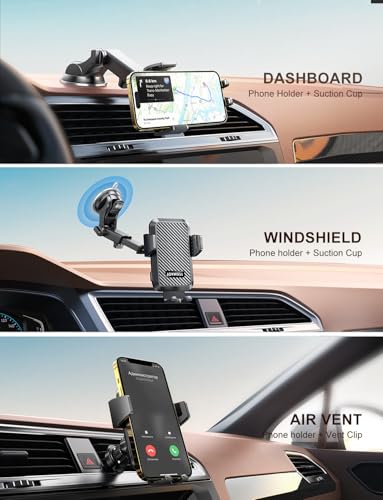 JOYMASS Wireless Car Charger, Phone Holders for Your Car, 15W Auto Clamping Phone Mount Car Accessories for iPhone 16 15 14 13 12 Mini Pro Max 11 XR XS, Samsung Galaxy S24 Ultra S23 S22+ Note 20, etc - color: BLACK