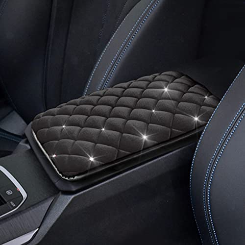 Bling Bling Car Armrest Cover Auto Center Console Protective Cover Luster Crystal Rhinestone Car Arm Rest Cushion Pad Car Interior Accessory (Black 2) - color: Black 2