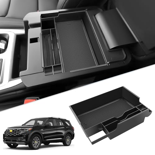 SKTU for 2023 2024 2025 2026 Ford Explorer Accessories Center Console Organizer for 2020-2026 Ford Explorer Console Tray 2023 2024 2025 2026 Explorer Middle Console Organizer with Coin Holder (Black) - color: for 2020-2026 Explorer Black