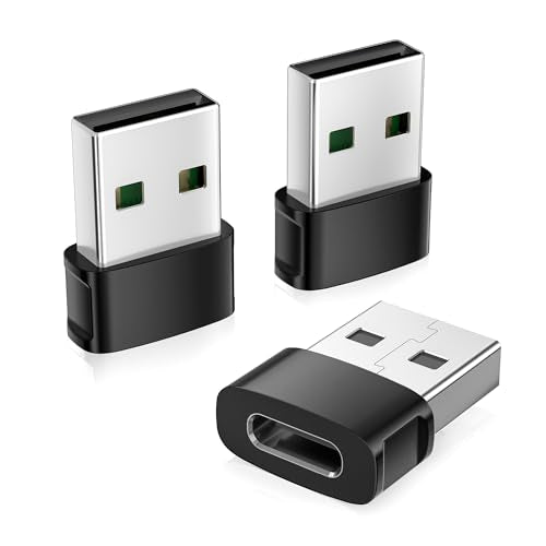 Basesailor for iPhone 17 Air Car Adapter 3Pack,USB to USB C Charger Converter,Type C Female to A Male for New Apple 17e 16e 15 Pro Max Plus,iWatch 11,Airpods 4/Pro 3,iPad mini 7,Samsung Galaxy S26 A55 - color: Black