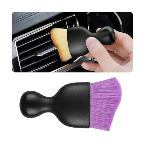Blilo Car Interior Detailing Brush with Dust Cover, Auto Soft Hair Cleaning Brushes, Scratch Free Curved Dirt Collectors, for Vehicle Dashboard Air Conditioner Vents Leather(Purple) - color: Purple-2, size: 1PCS
