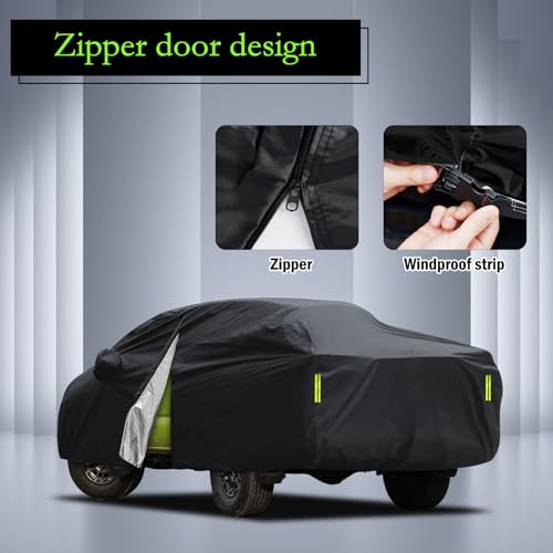 Car Cover Custom Fit for Toyota Tacoma 2005-2025, Waterproof All Weather for Automobiles Full Exterior Cover Rain Sun Snow Protector with Door Zipper Black - size: Custom Fit for Toyota Tacoma