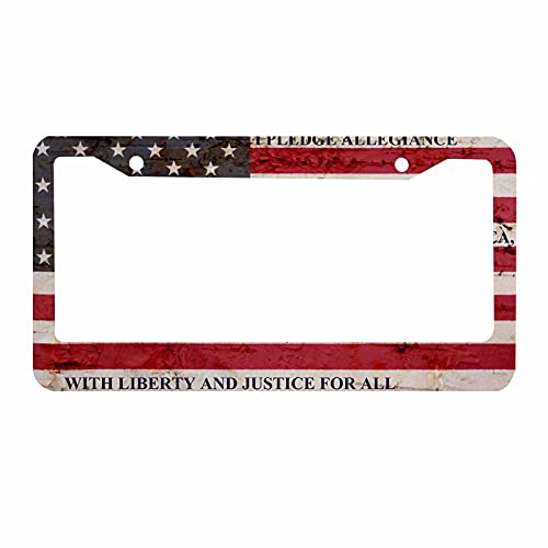 Decorative License Plate Frame Retro American Flag Car Tag Frame Aluminum Auto License Plate Holder for Men Women - color: Multi-0016