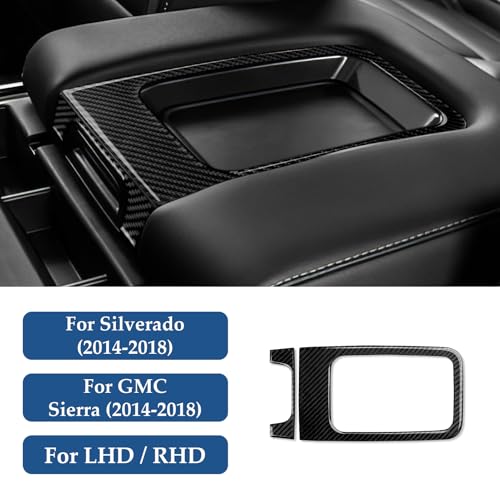 Car Carbon Fiber Decal Armrest Box Panel Sticker Cover Interior Trim for Chevrolet Silverado/GMC Sierra 1500 2500HD 3500HD 2014-2018 Accessories - color: Armrest Box Panel