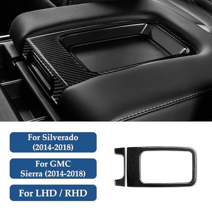Car Carbon Fiber Decal Armrest Box Panel Sticker Cover Interior Trim for Chevrolet Silverado/GMC Sierra 1500 2500HD 3500HD 2014-2018 Accessories - color: Armrest Box Panel