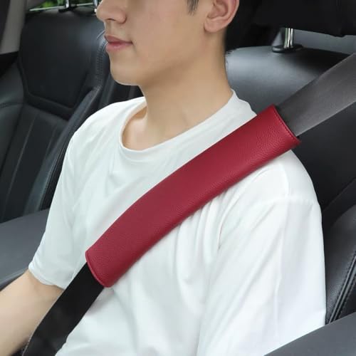 Car Seat Belt Covers for Adults Soft Leather Seatbelt Shoulder Pad Neck Cushion Protector Comfortable Driving Car Accessories Truck SUV Airplane Backpack (SC01Beige-12.4in-1Pack) - color: SC01Beige-12.4in-1Pack