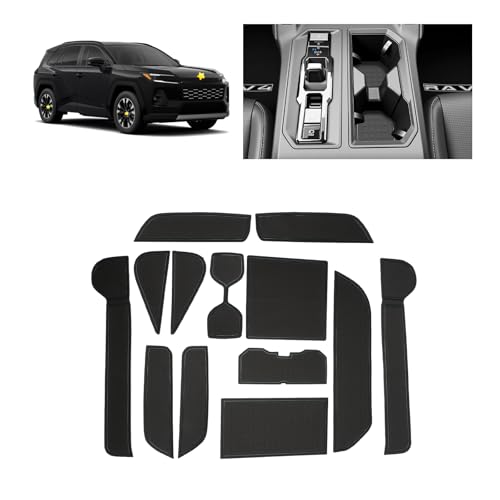 SKTU for 2026 Toyota RAV4 Door Slot Mat for 2026+ Toyota RAV4 Non-Slip Interior Door Groove Gate Pad 13PCS Fit 2026 RAV4 Accessories Door Compartment Cup Console Liners 2026 RAV4 Floor Mat (Black) - color: for 2026+ RAV4 Black