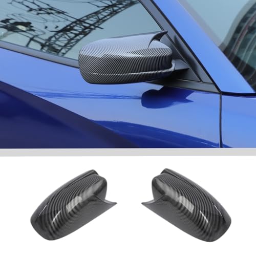 JWWY Side Mirror Cover Rearview Mirror Cover Replacement Decorative Mirror Cover Trim Fit for 2010-2026 Dodge Charger Exterior Accessories Carbon Fiber 2PCS(Horn Shape) - color: (2010-2025)Carbon Fiber