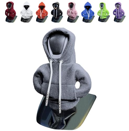 vvag Gear Shift Hoodie,Universal Shift Knob Hoodie, 4.7 Inch Car Shifter Stick Protector Decoration, Funny Hoodie Car Gear Shift Cover, Auto Interior Accessories Shifter Hoodie (Grey) - color: Gray