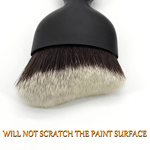 Car Interior Detailing Brush, Ultra Soft Non-Scratch Dust Brush, Car Interior Cleaning Tool for Cleaning Panels, Air Vent, Leather (Brown & White) - color: Brown & White