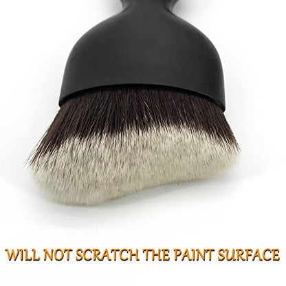 Car Interior Detailing Brush, Ultra Soft Non-Scratch Dust Brush, Car Interior Cleaning Tool for Cleaning Panels, Air Vent, Leather (Brown & White) - color: Brown & White
