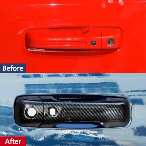 Car Accessories Fit for Dodge Ram 1500 2024 2023 2022 2021 2020 2019 Door Handle Cover Trims (Matte Carbon Fiber with Smart Hole) ABS 8PCS - color: Matte Carbon Fiber With Smart Hole