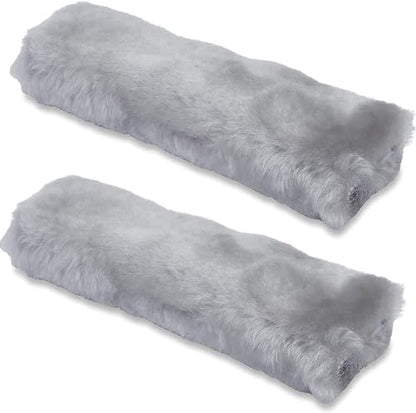 Andalus Brands 2-Pack Authentic Sheepskin Seat Belt Cover Pad – Ultra Soft Car Shoulder Pads, Neck Cushion Protectors with Genuine Natural Merino Wool (Misty Gray) - color: Misty Gray