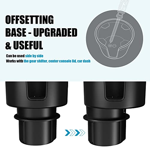 Upgraded Car Cup Holder Expander Adapter with Offset Adjustable Base, Compatible with Yeti 14/24/36/46oz Ramblers, Hydro Flasks 32/40oz, Other Large Bottles Mugs in 3.5"-4.0", 1 Pack - color: Black, size: Large*1